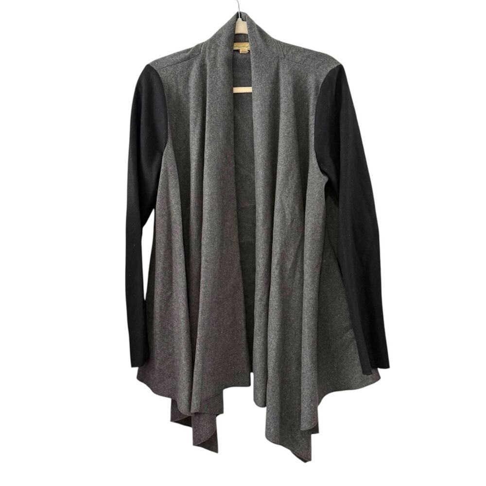 Staring at Stars Large Gray Black Colorblock Wool Open Front Sweater Layering